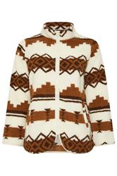 YOURS Plus Size Chocolate Brown Fairisle Borg Fleece Jacket | Yours Clothing 9