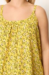 YOURS Plus Size Yellow Ditsy Floral Swing Vest | Yours Clothing 4