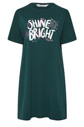 YOURS Plus Size Green 'Shine Bright' Sleep Tee Nightdress | Yours Clothing 6