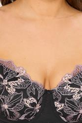 YOURS 2 PACK Plus Size Black & Pink Embroidered Padded Bras | Yours Clothing 7