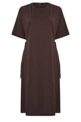 YOURS Curve Brown Front Tie Midi Dress