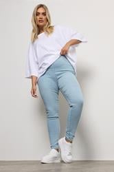 YOURS FOR GOOD Plus Size Light Blue Pull On Stretch JENNY Jeggings | Yours Clothing 2