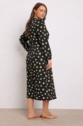 EVANS Plus Size Black Spot Print Split Front Dress | Evans 3