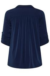 EVANS Plus Size Navy Blue Long Sleeve Blouse | Evans  2