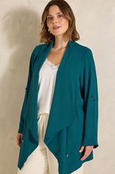 EVANS Plus Size Teal Green Lightweight Waterfall Jacket | Evans 3