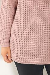 YOURS Plus Size Light Pink Waffle Knit Jumper | Yours Clothing 5