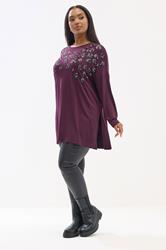 YOURS Plus Size Purple Leopard Sequin Long Sleeve Top | Yours Clothing 1