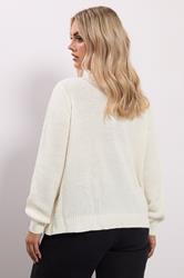 YOURS Plus Size Ivory White Pearl Bow Front Through Cardigan 2