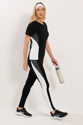 LTS Tall Women's Black Active Colour Block Short Sleeve Top | Long Tall Sally 1