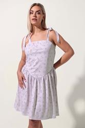 LIMITED COLLECTION Plus Size Purple Floral Square Neck Mini Dress | Yours Clothing 3