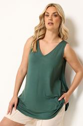 YOURS Plus Size Green Swing Vest Top | Yours Clothing 3