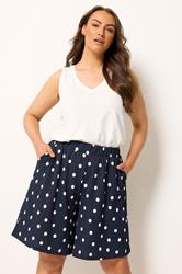 YOURS Plus Size Navy Blue Polka Dot Shorts | Yours Clothing 3