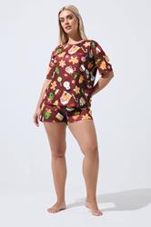 LIMITED COLLECTION Plus Size Pink Tiger Bow Christmas Novelty Pyjama Set | Yours Clothing 1