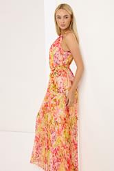 STAR Yellow Floral Metallic Pleated Dress | StarByJM 3