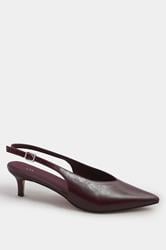 LTS Burgundy Red Pointed Slingback Kitten Heel | Long Tall Sally 2