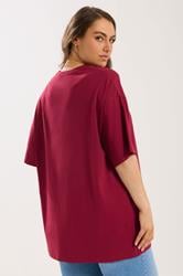 YOURS Plus Size Wine Red Relaxed Longline T-Shirt | Yours Clothing 2