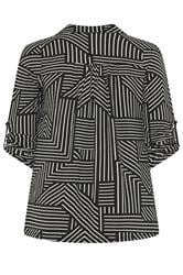 EVANS Plus Size Black Abstract Stipe Blouse | Evans 2
