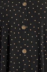 YOURS Plus Size Black Polka Dot Ribbed Button Top | Yours Clothing 5