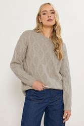 LTS Tall Natural Brown Cable Knit Jumper | Long Tall Sally 3
