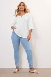 Plus Size YOURS FOR GOOD White Pintuck Henley Top | Yours Clothing 2