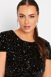 YOURS LONDON Plus Size Black Sequin Embellished Velvet Shift Dress | Yours Clothing 4