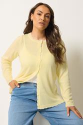 YOURS Plus Size Yellow Scallop Edge Cardigan | Yours Clothing 3
