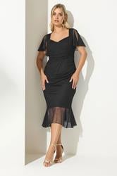 YOURS LONDON Plus Size Black Gathered Midi Dress | Yours Clothing 3