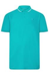 BadRhino Big & Tall Teal Blue & White Tipped Polo Shirt
