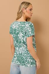 LTS Tall Sage Green Cotton Abstract Floral Henley Top | Long Tall Sally 4