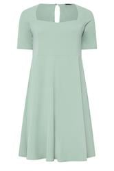 YOURS LONDON Curve Sage Green Panel Skater Dress