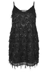 YOURS LONDON Plus Size Black Sequin Tassel Mini Slip Dress | Yours Clothing 7