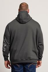 BadRhino Big & Tall Ebony Grey Skull Print Hoodie | BadRhino 2