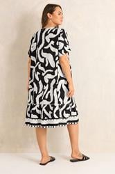 EVANS Plus Size Black Abstract Pintuck Dress | Evans 4