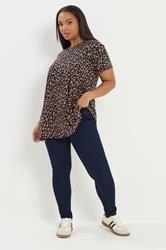 YOURS Plus Size Black Floral Ribbed Swing Top | Yours Clothing 1