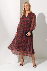YOURS LONDON Plus Size Black Floral Pleated Shirt Dress | Yours Clothing 3
