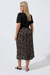 LIMITED COLLECTION Plus Size Brown Leopard Print Mixed Dress | Yours Clothing 2