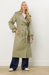LTS Tall Sage Green Balloon Sleeve Buckle Trench Coat | Long Tall Sally 3
