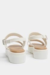 White Faux Leather Padded Wedge Sandals In Extra Wide EEE Fit | Yours Clothing 4