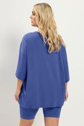 YOURS Plus Size Cobalt Blue Oversized Boxy T-Shirt | Yours Clothing 2