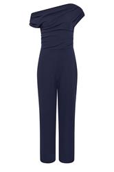 STAR Navy Blue Wide Leg Draped Jumpsuit | StarBYJM 1