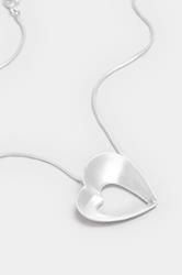 Silver Tone Brushed Heart Necklace | Yours Clothing 2