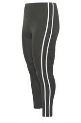 YOURS ACTIVE Curve Grey Side Stripe Leggings