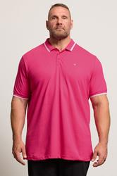 BadRhino Big & Tall Pink & White Tipped Polo Shirt | BadRhino 3