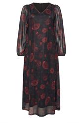 YOURS Curve Black Floral Mesh Maxi Dress