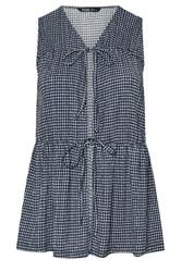 YOURS Plus Size Black Gingham Bow Tie Front Top | Yours Clothing 5