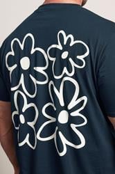 BadRhino Big & Tall Navy Blue Extra Long Flower Graphic T-Shirt | BadRhino 4