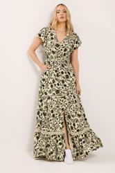 LTS Tall Women's Green Floral Button Maxi Dress | Long Tall Sally 1