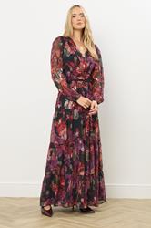 LTS Tall Black Rose Jacquard Metallic Maxi Dress | Long Tall Sally 1