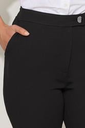 LTS Tall Black Tapered Button Trousers | Long Tall Sally 4
