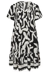 EVANS Curve Black Abstract Pintuck Dress
